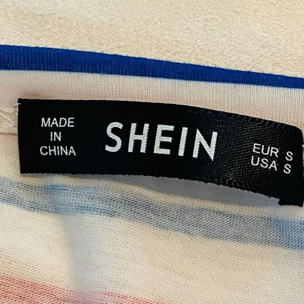 NWT Shein Striped Cotton Blend Open Back Halter Crop Top Multicolor Small - Picture 4 of 5